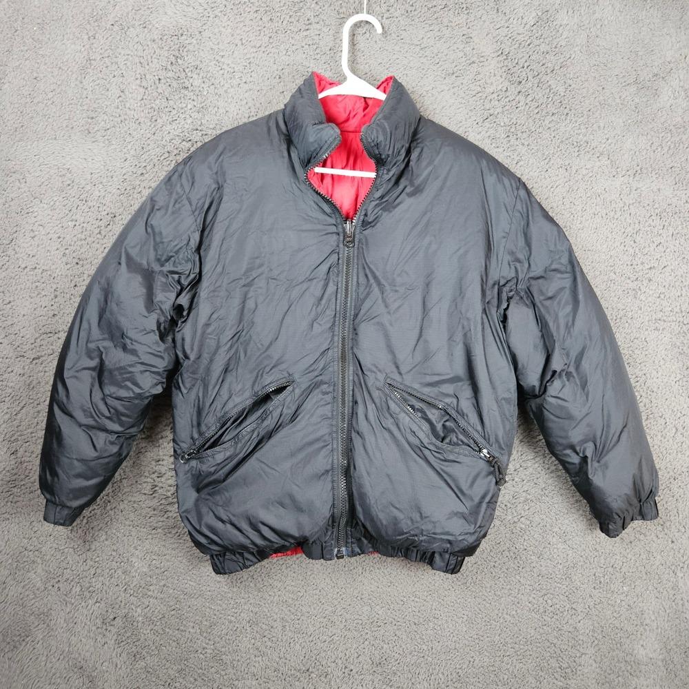 J.Crew Mens Reversible Puffer Jacket Black Red Goosedown 550 Fill‎ Power XS